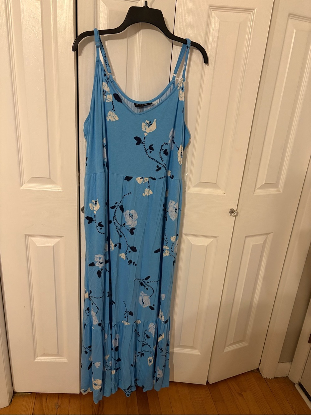 Lane Bryant Sky Blue Floral Maxi Dress with Spaghetti Straps